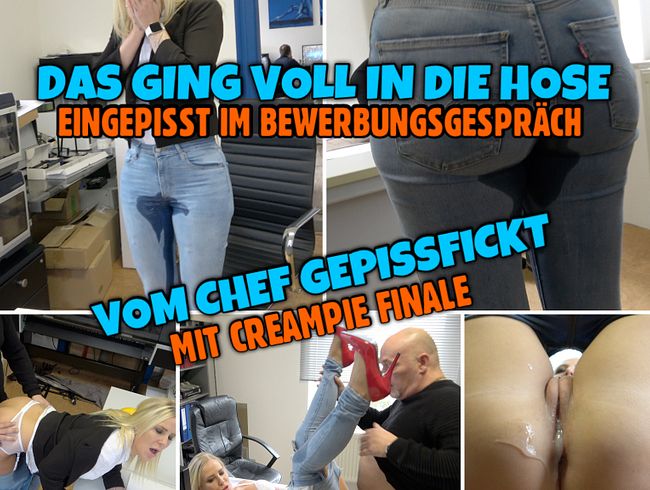Eingepisst im Bewerbungsgespräch | Büro Fick mit Creampie Finale